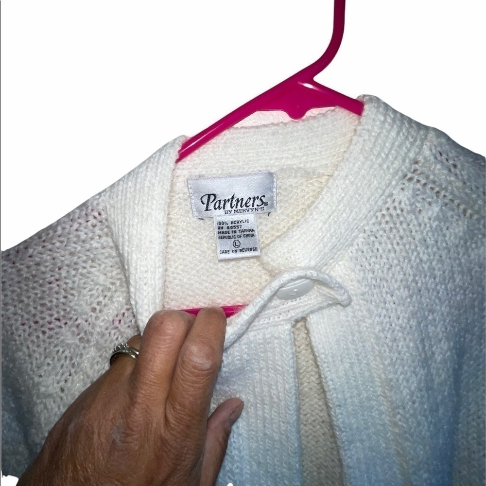 🌻 Partners by Mervyns White/Cream colored open cardigan. Size Large - Picture 5 of 5